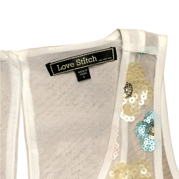 Love Stitch Sheer Sequined Floral Tank Size - Picture 4 of 7